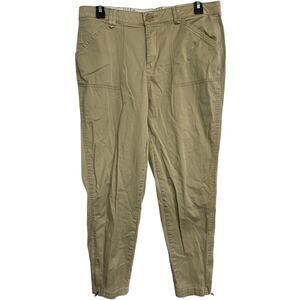 Lee Riders Pants Size 12 Khaki Tan Cropped Skinny Comfort Waist Cotton Ankle Zip